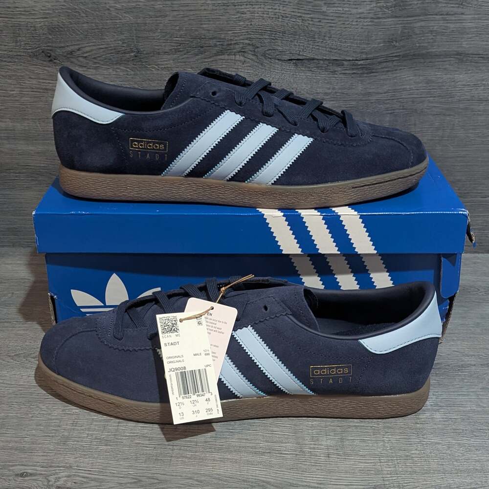 Adidas Stadt Navy Light Blue Suede Sneakers Size 13